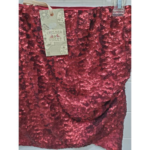 Chelsea & Violet red sequin skirt side ruching